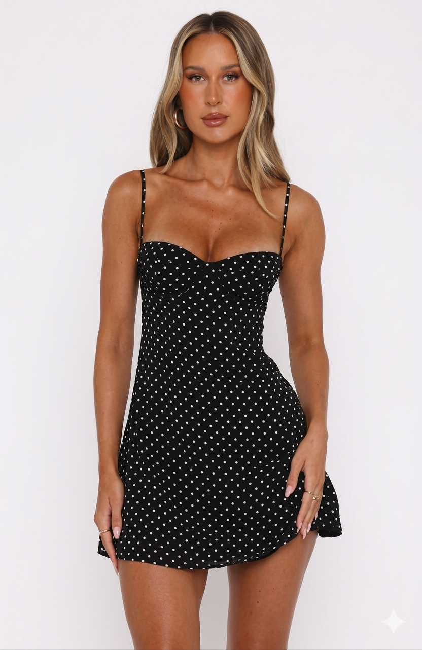 In The Back Of My Mind Mini Dress Chocolate Polka Dot